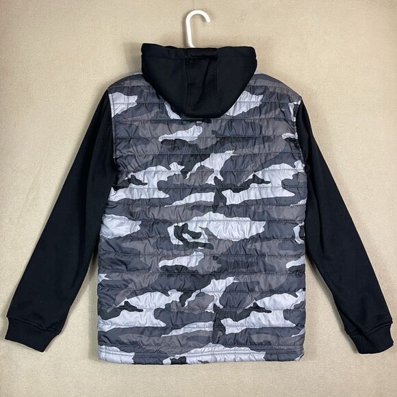 Ecko Unltd Jacket Mens Medium Black Gray‎ Puffer Hooded Mock Neck Outdoor Adult - Picture 12 of 13